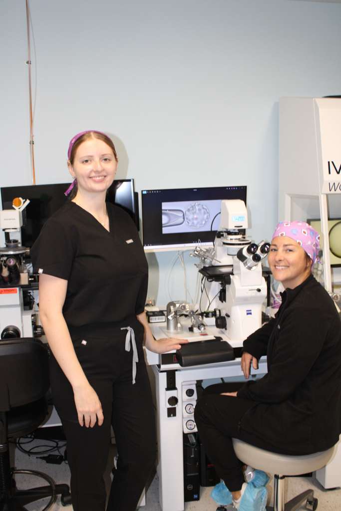 Laboratory specialist performing donor egg IVF procedures